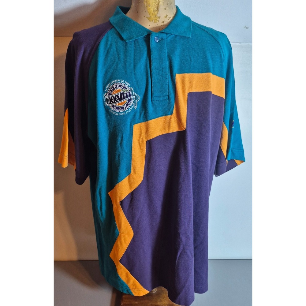 Super Bowl XXVIII Apex One Vintage Polo Shirt Men XL 90s Cowboys Bills GA DOME